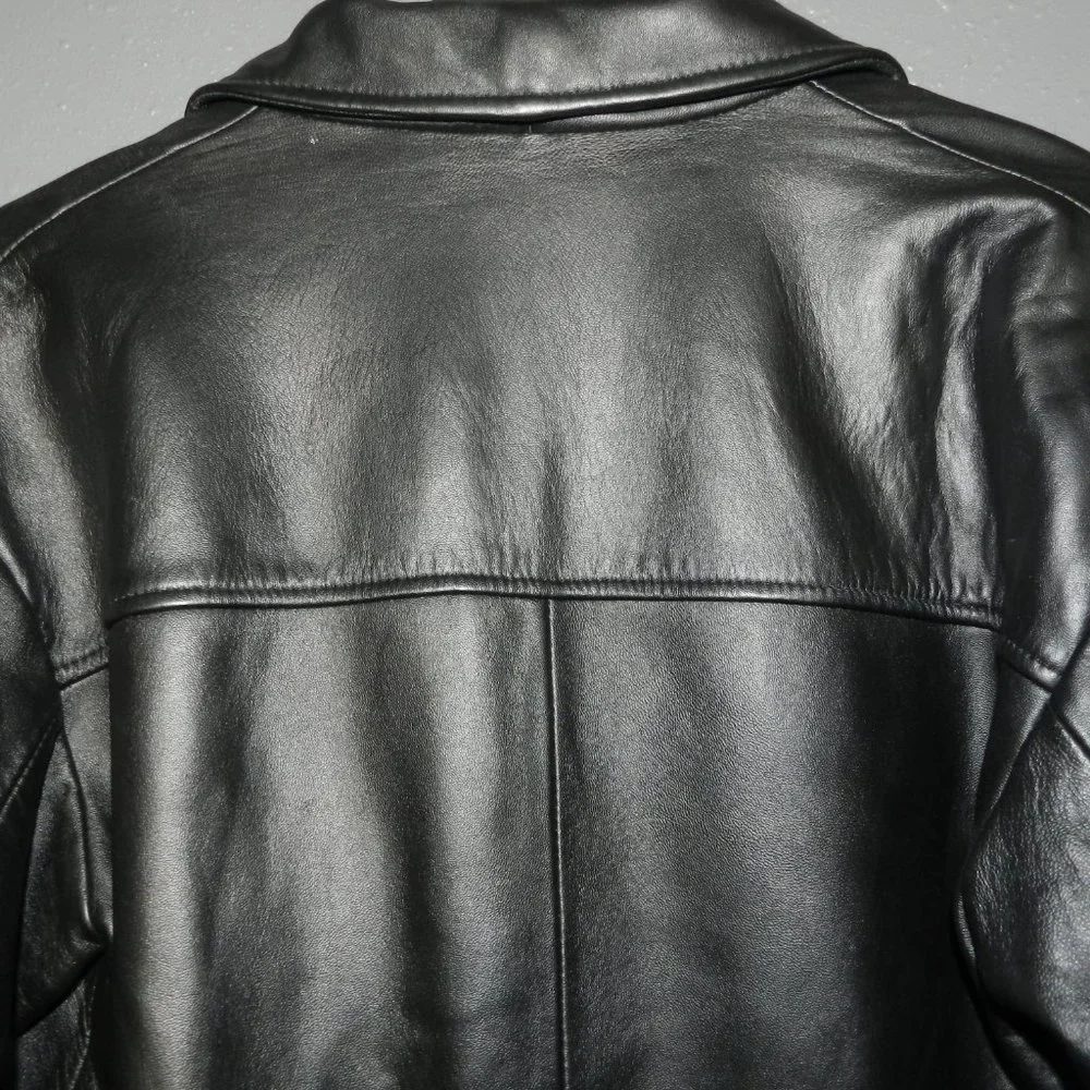 Cabelas Womens Black Genuine Leather Long Button Down Winter Coat Size Medium - Picture 7 of 8